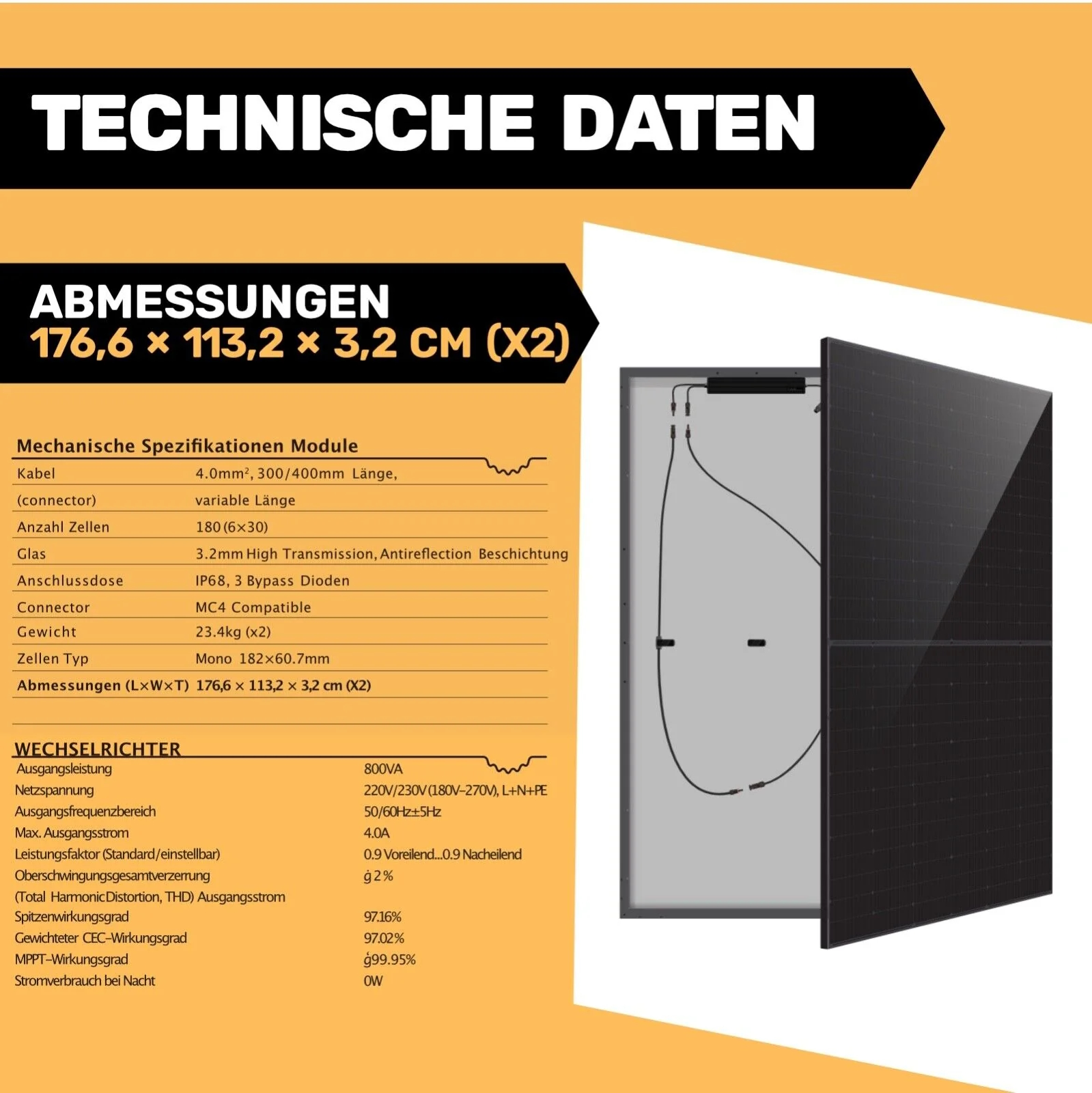 Balkonkraftwerk 840W / 800W inkl. Wechselrichter *Aktion*