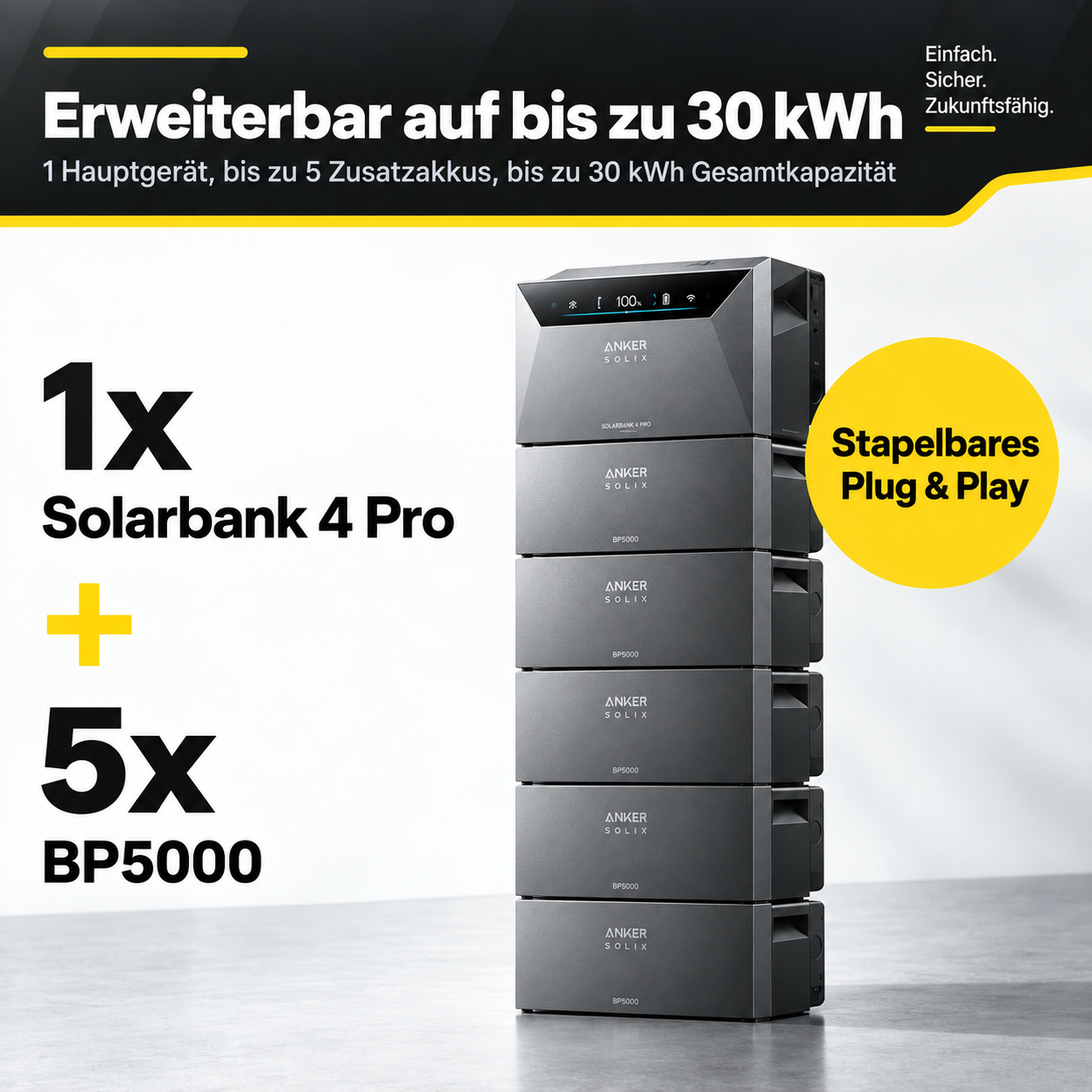 Balkonkraftwerk 2000W Flachdach Komplettset mit Speicher