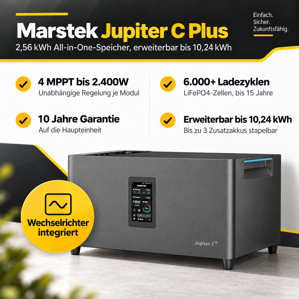 Balkonkraftwerk 800/ 900W mit Speicher – Marstek Jupiter C