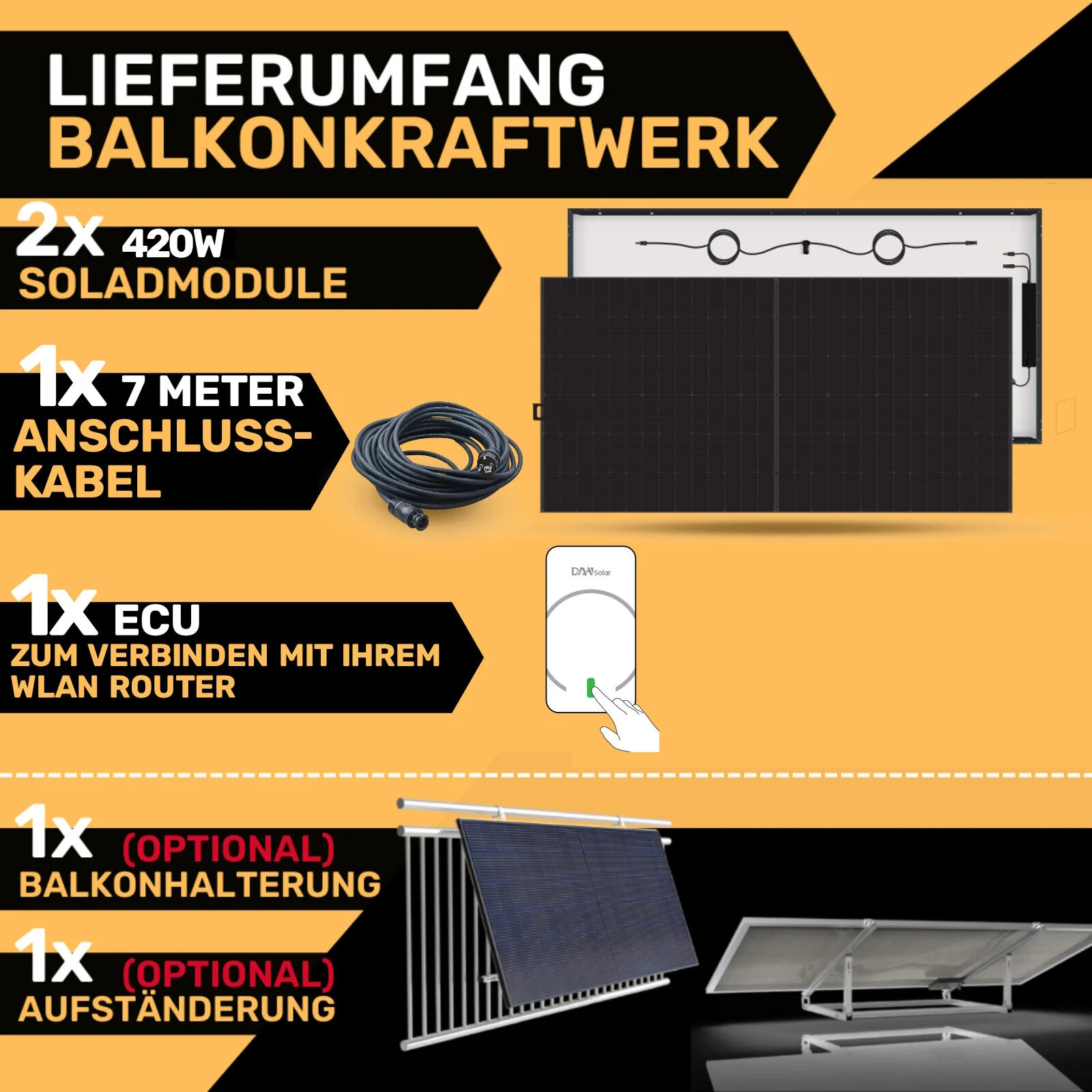Balkonkraftwerk 840W / 800W inkl. Wechselrichter *Aktion*