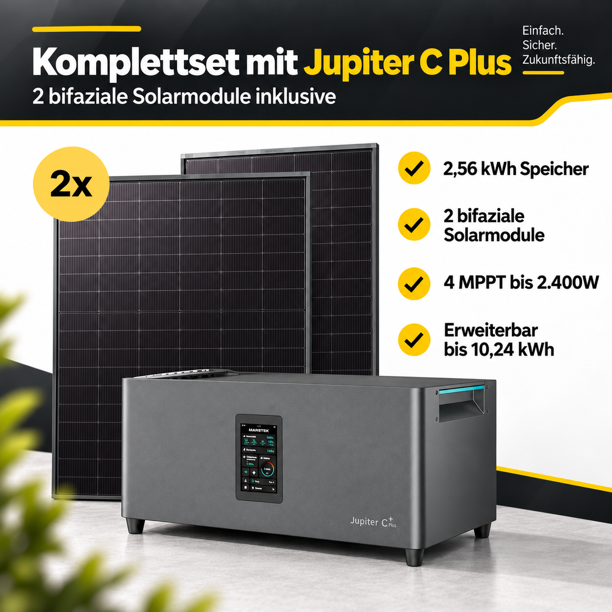 Balkonkraftwerk 800/ 900W mit Speicher – Marstek Jupiter C
